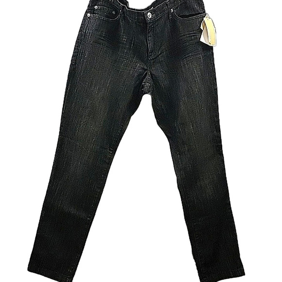Michael Kors NWT black stretch denim JEANS MSRP $99 rhinestones women's SZ 12 - Picture 1 of 9
